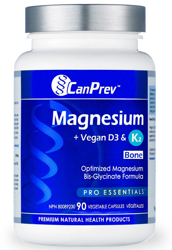 CANPREV Magnesium + Vegan D3 & K2 for Bones (90 veg caps)