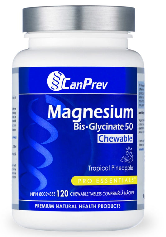 CANPREV Magnesium Bis-Glycinate 50 (Tropical Pineapple - 120 chew tabs)